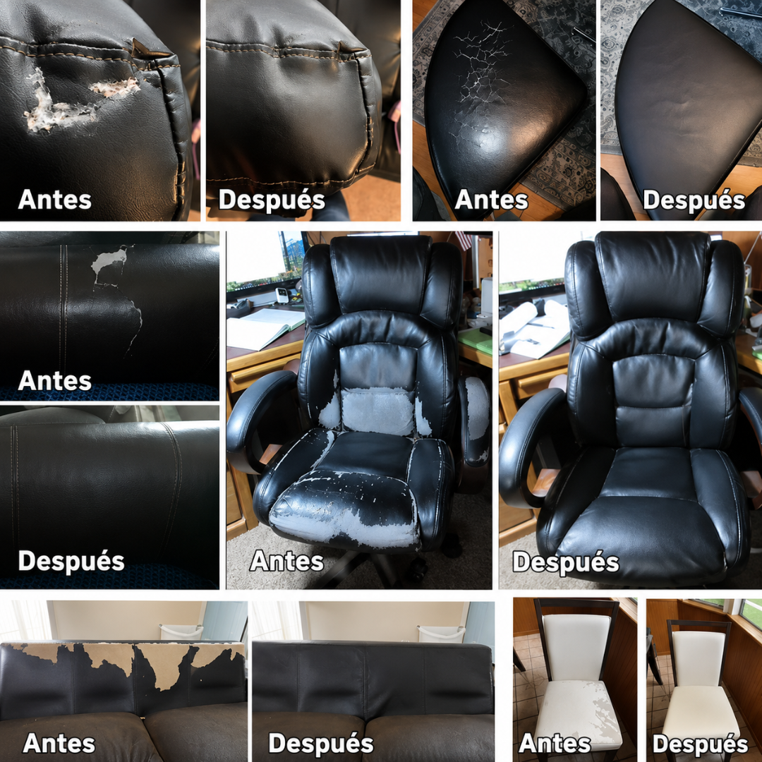 PARCHE ADHESIVO DE CUERO SINTÉTICO — Repara, renueva y dale nueva vida a tus superficies