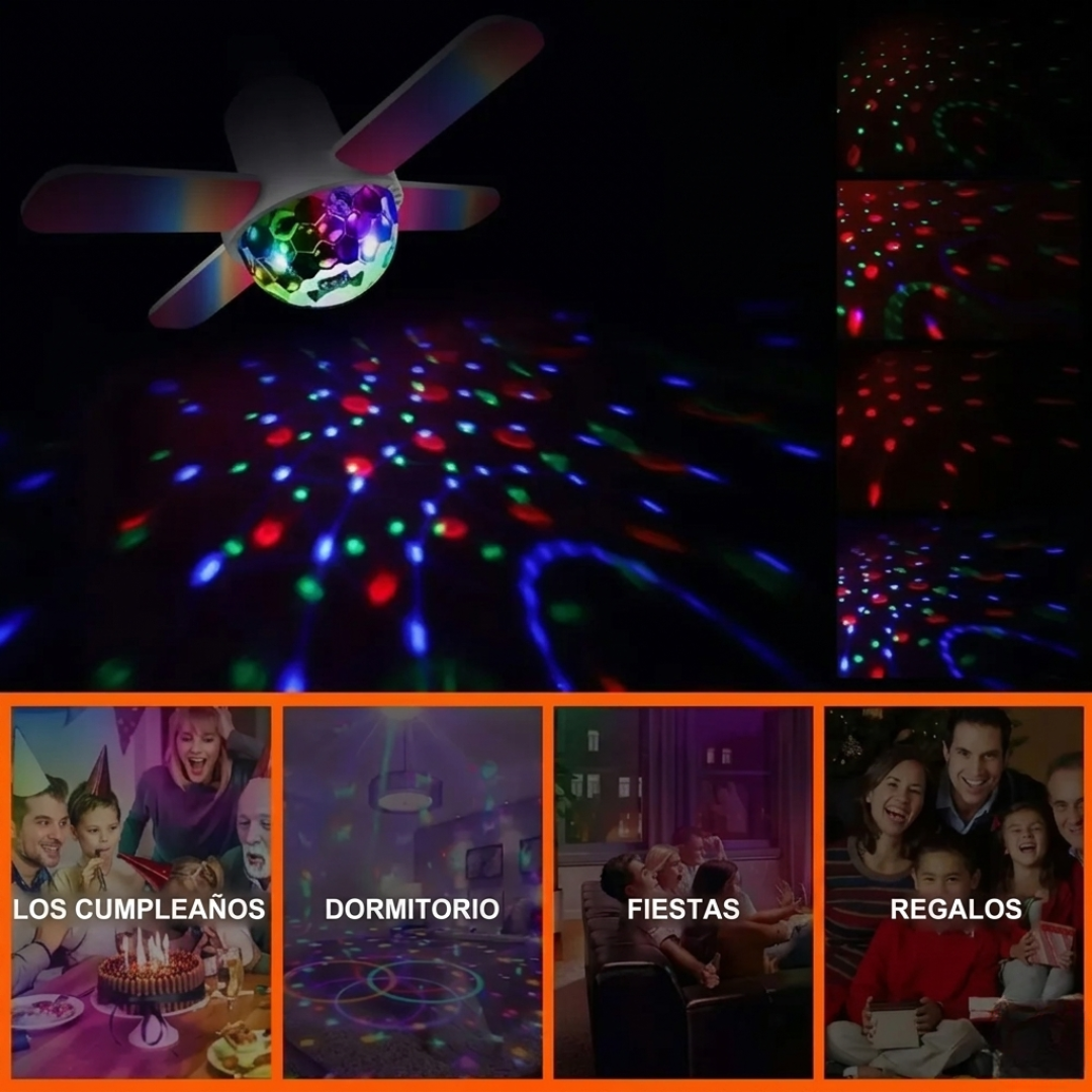 FOCO LED CON PARLANTE — Iluminación potente y música en un solo clic