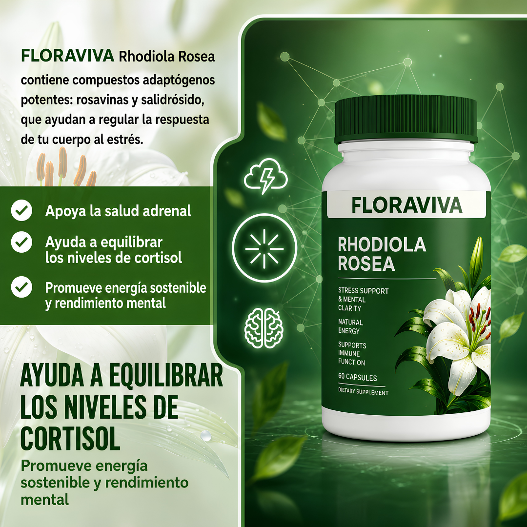 FLORAVIVA RHODIOLA ROSEA – Energía mental, resistencia al estrés y enfoque para rendir mejor cada día