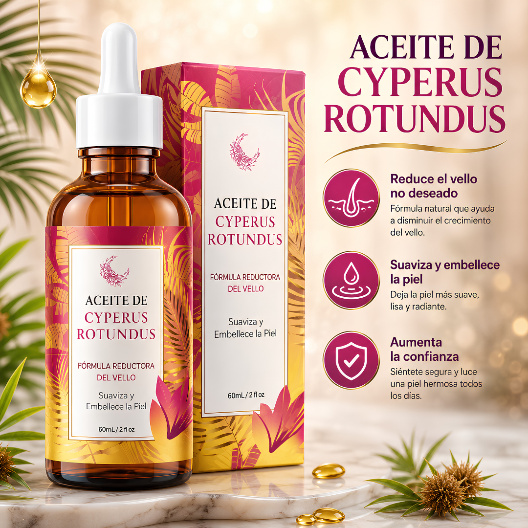 ACEITE DE CYPERUS ROTUNDUS – Reducción progresiva del vello, piel más suave y cuidado natural en cada aplicación