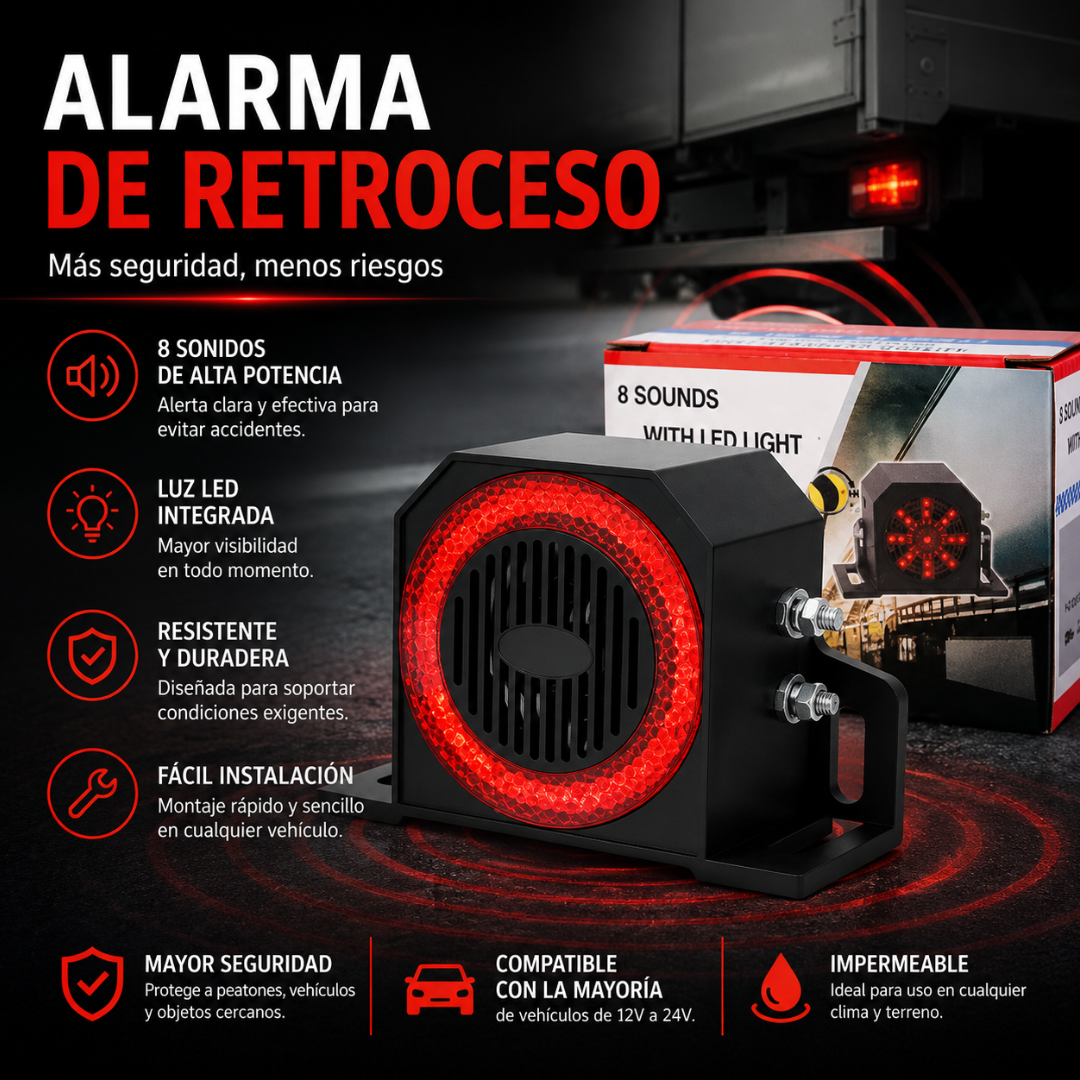 ALARMA DE RETROCESO – Alerta sonora para maniobras