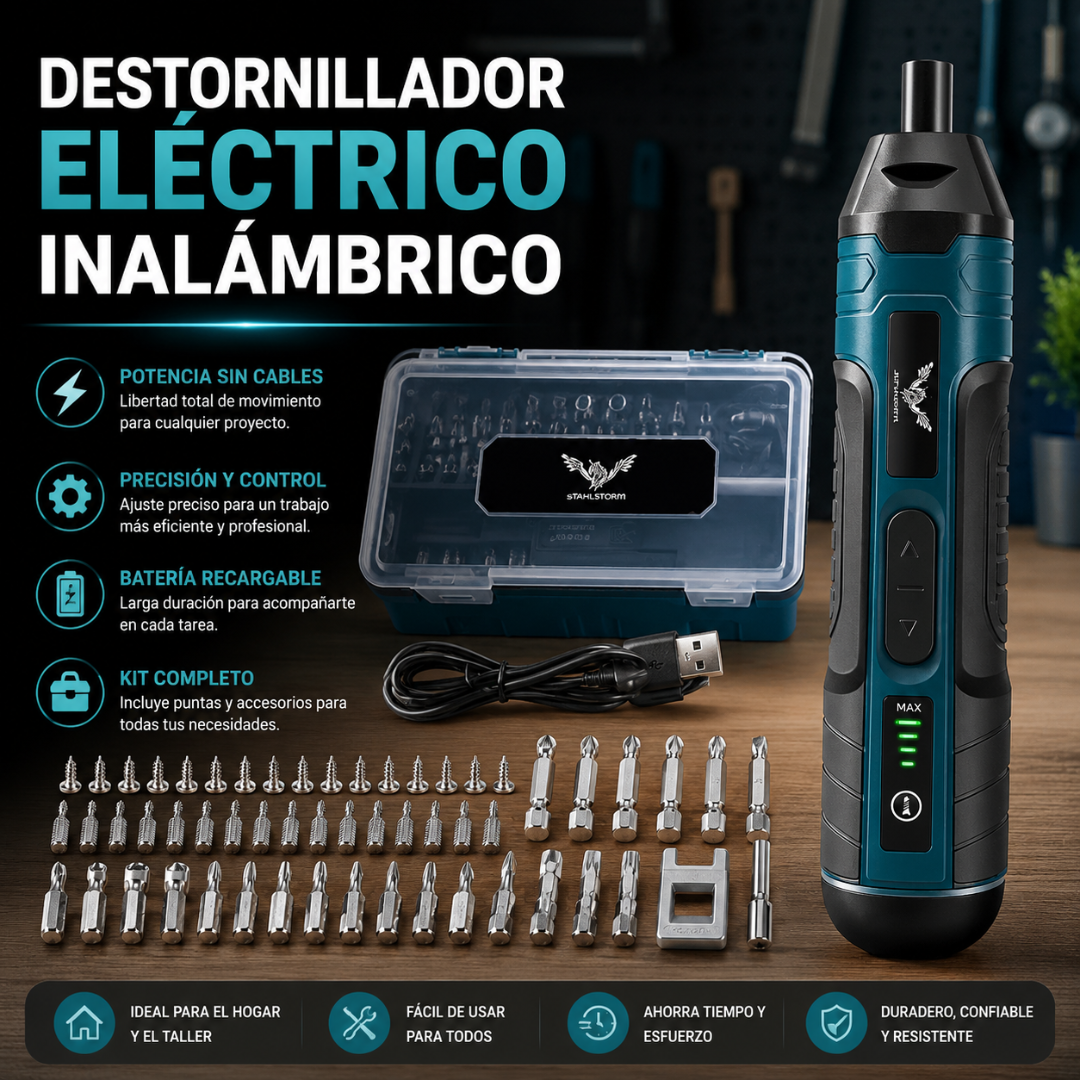 DESTORNILLADOR ELÉCTRICO INALÁMBRICO – Potencia compacta sin cables