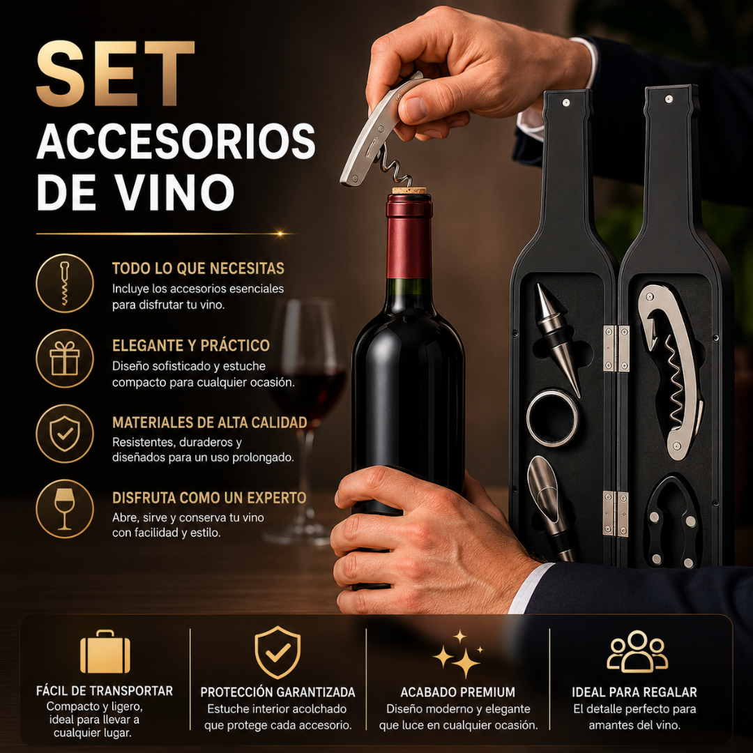 SET ACCESORIOS DE VINO – Sirve y conserva mejor