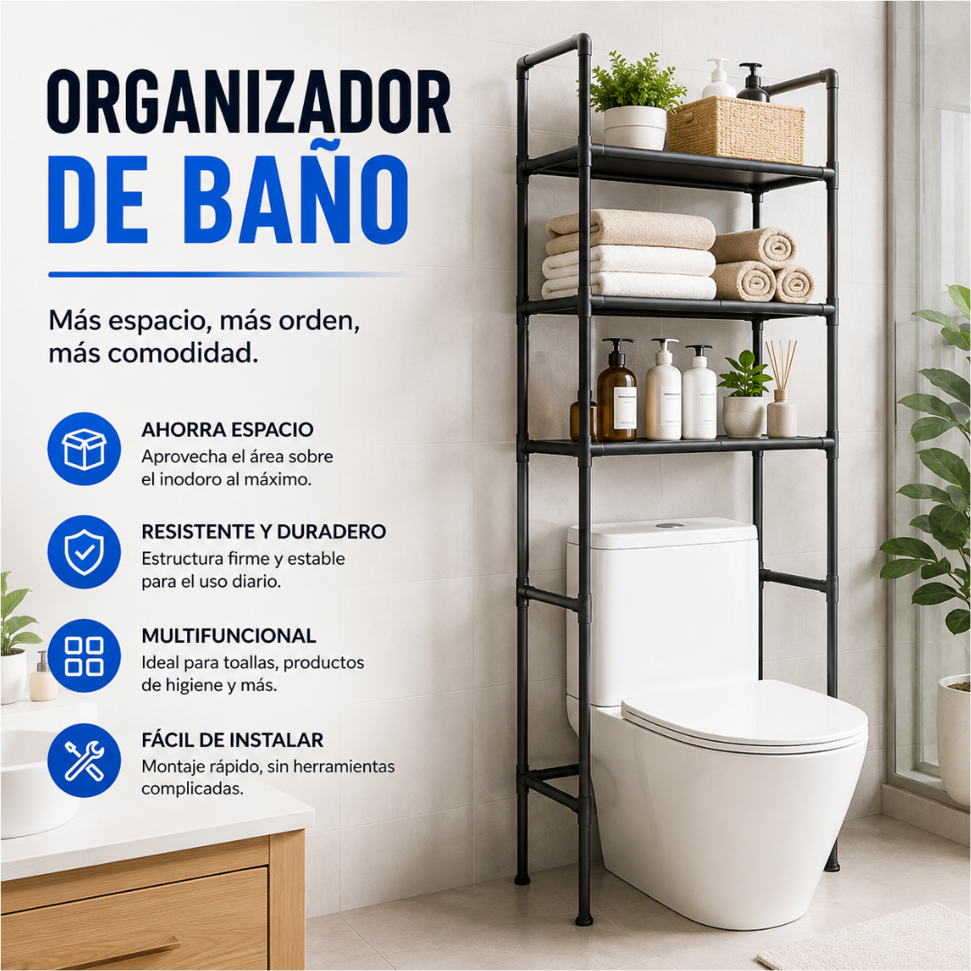 ORGANIZADOR DE BAÑO – Más espacio sobre el inodoro