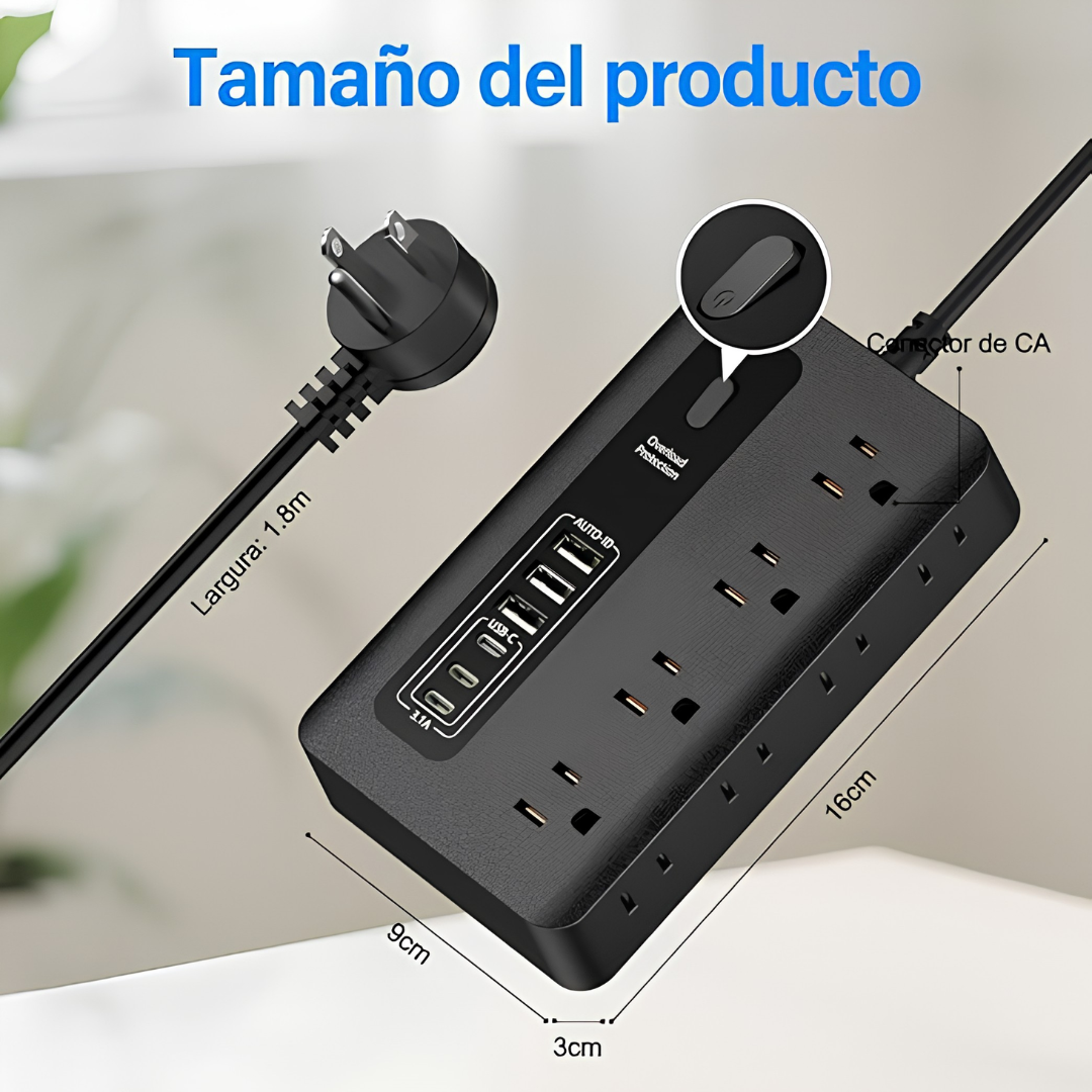 MULTIPLICADOR DE CONTACTOS NIFLO CON USB — Más conexiones, menos complicaciones