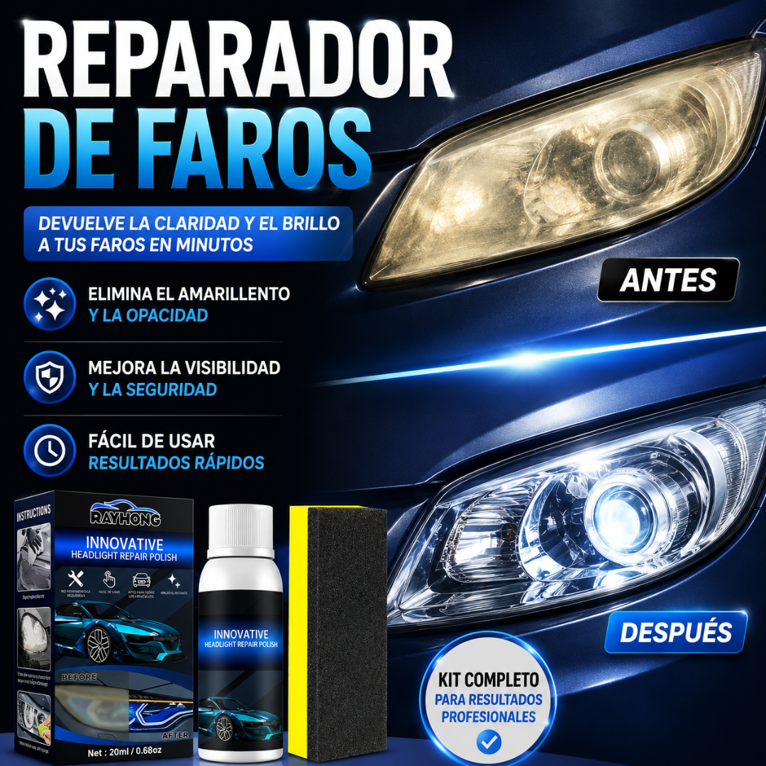 CREMA REPARADORA DE FAROS — Restaura la claridad de tus faros en minutos y ahorra el costo de comprar uno nuevo