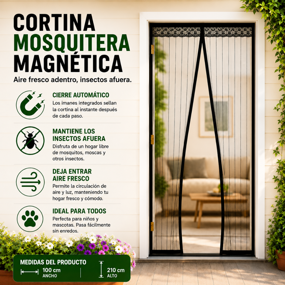 CORTINA MOSQUITERA MAGNÉTICA – Protección para tus hijos, hogar libre de mosquitos y tranquilidad diaria