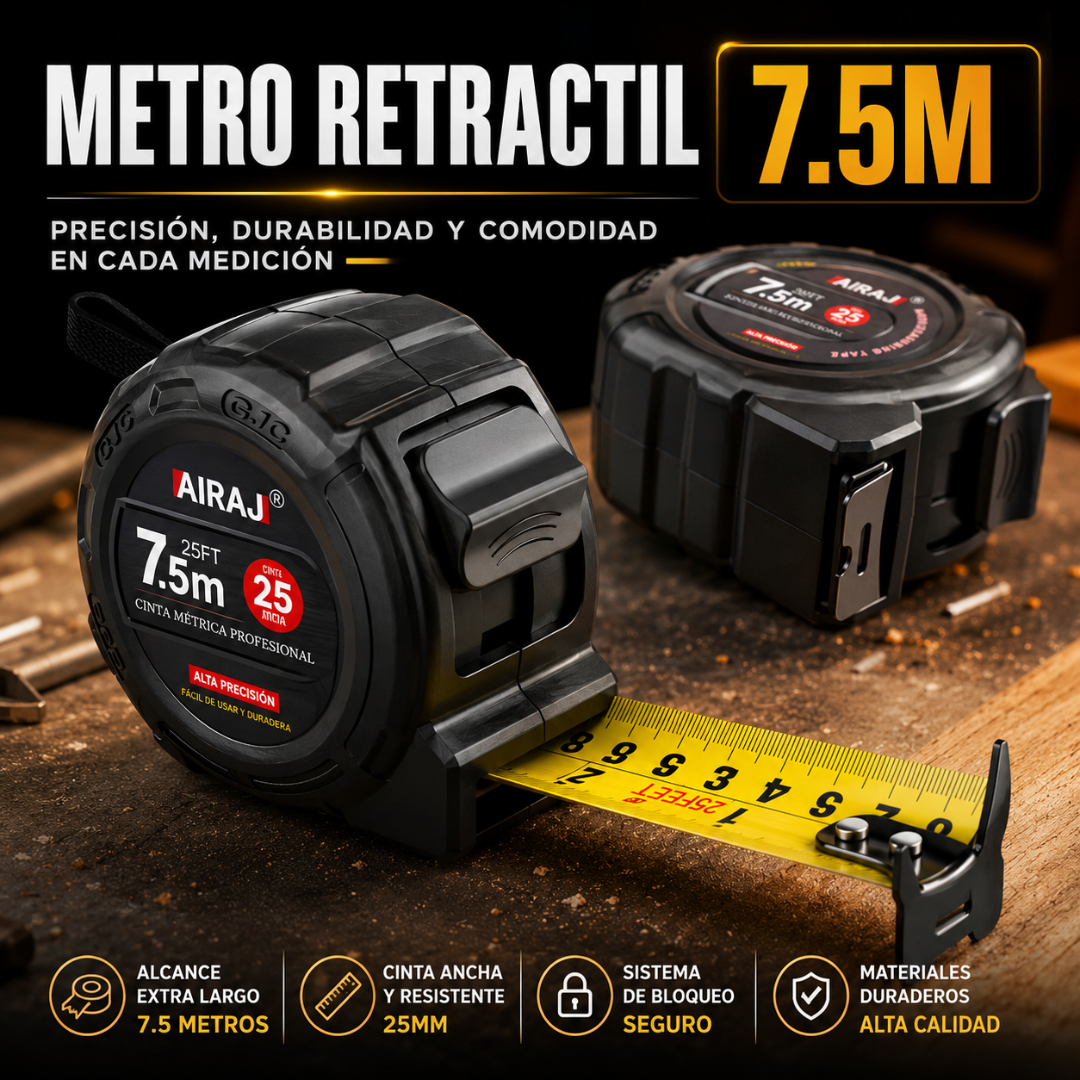 METRO RETRÁCTIL 7.5M – Medición precisa, trabajo más eficiente y control total en cada proyecto