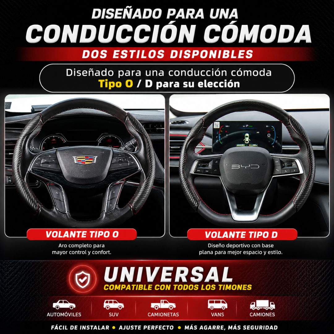 PROTECTOR DE TIMÓN – Ajuste universal, agarre antideslizante y estilo moderno para tu auto