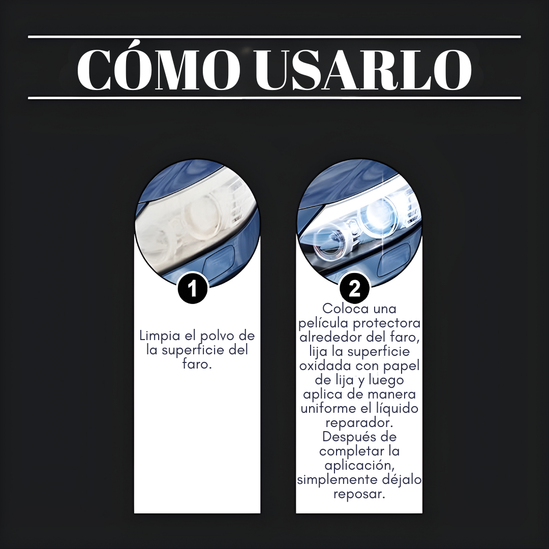 REPARADOR DE FAROS – Claridad restaurada, brillo renovado y conducción más segura en minutos