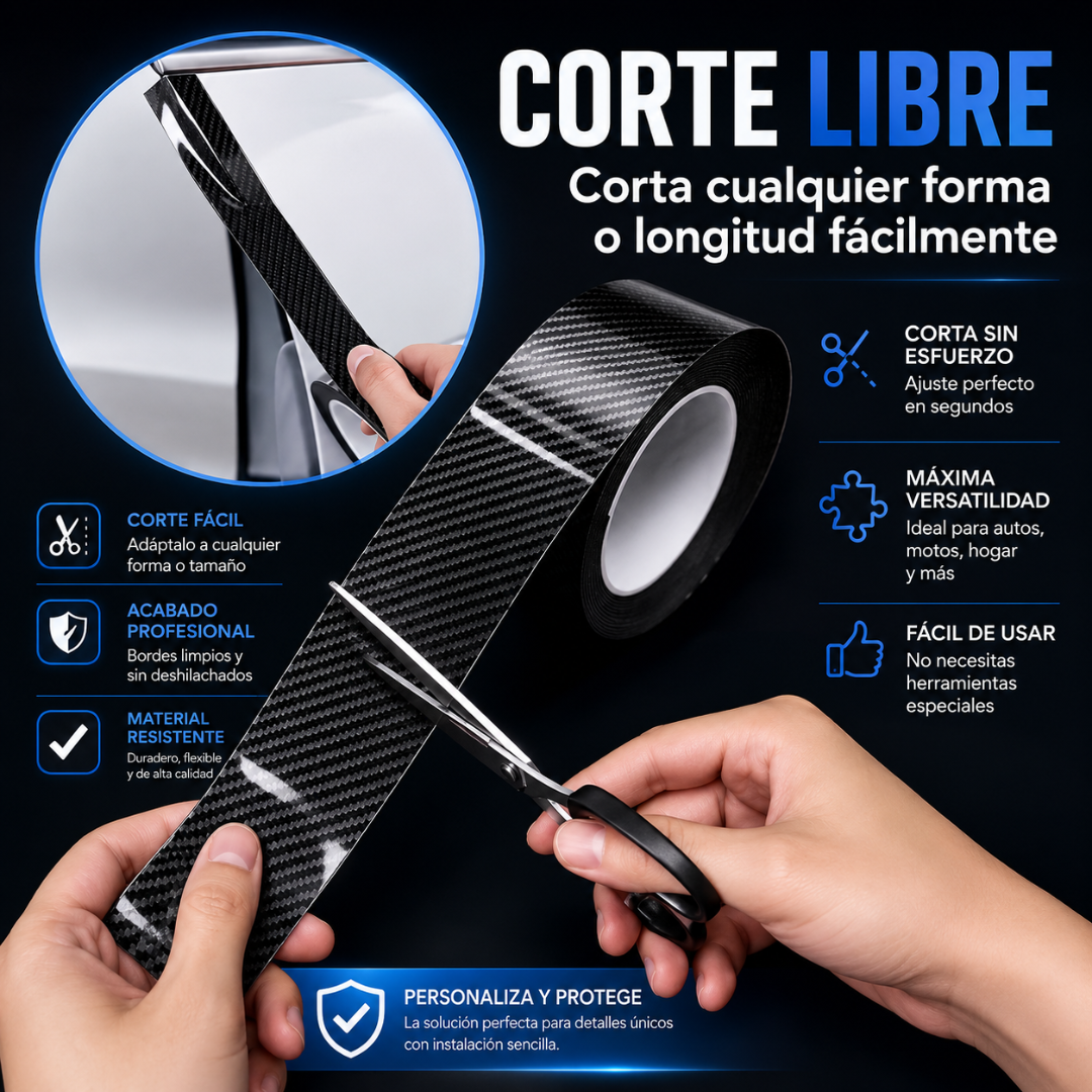 TAPE DE VINILO TEXTURA FIBRA DE CARBONO – Protección antirayones para carro