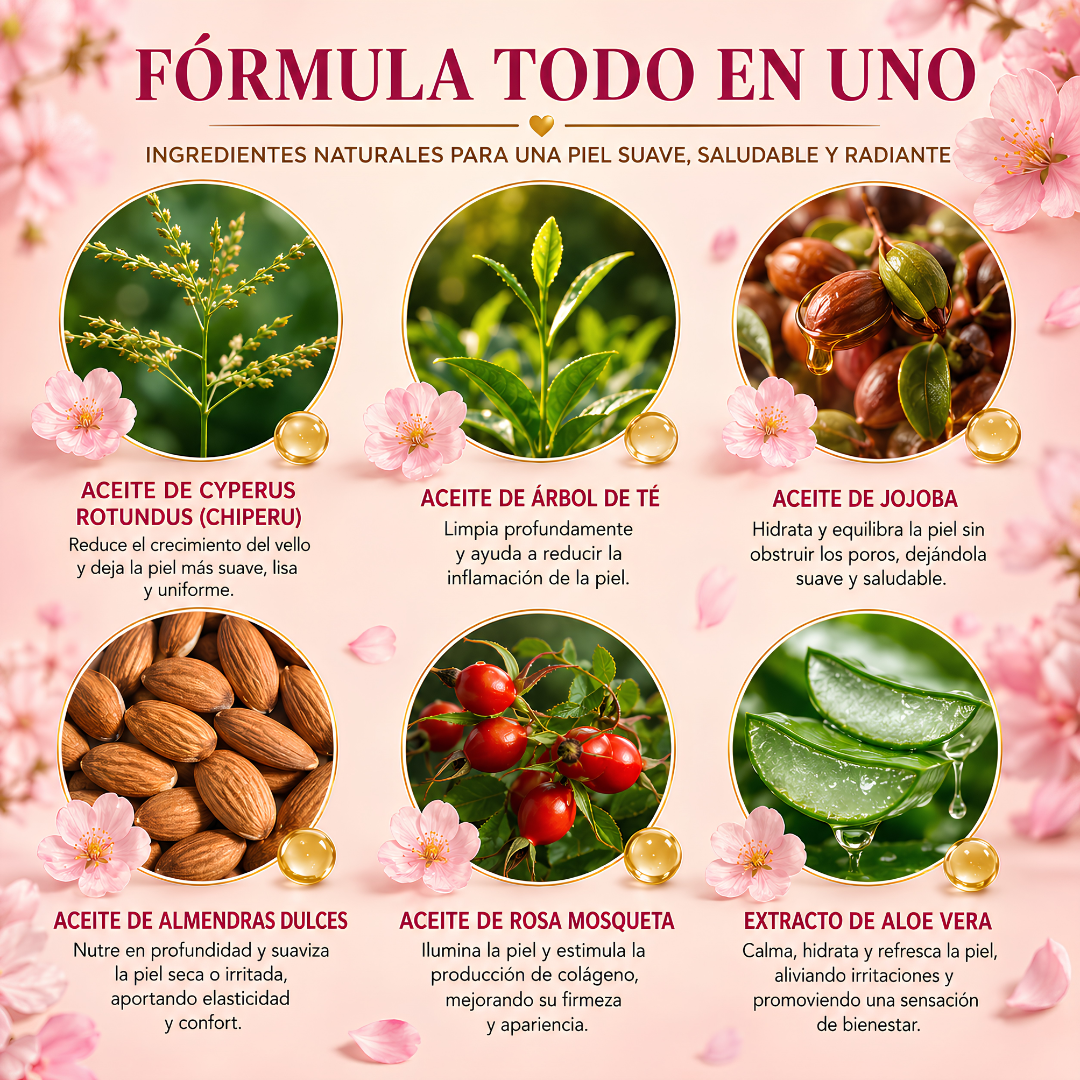 ACEITE DE CYPERUS ROTUNDUS – Reducción progresiva del vello, piel más suave y cuidado natural en cada aplicación