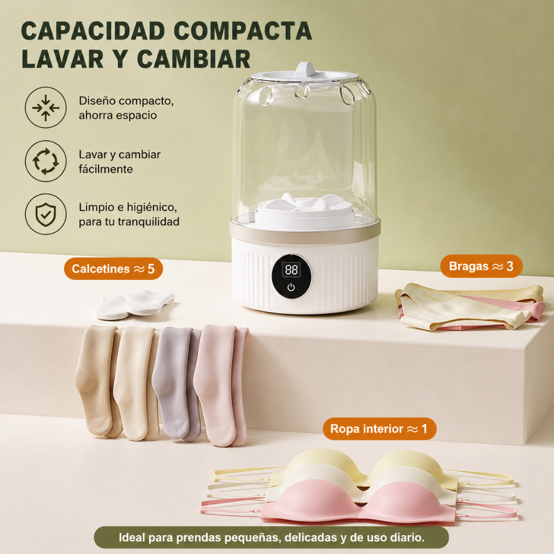 MINI LAVADORA PORTÁTIL — La ropa pequeña limpia sin esperar turno