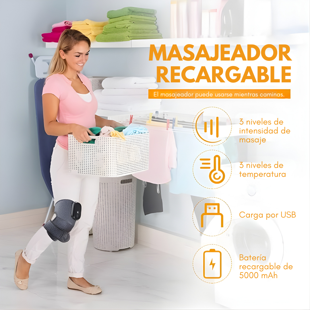 MASAJEADOR DE RODILLAS – Alivio térmico y vibración inteligente para tus articulaciones