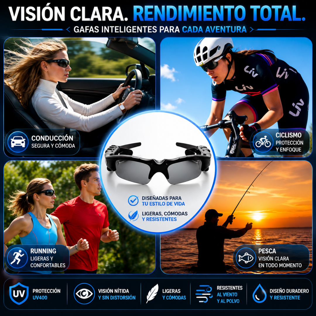 LENTES INTELIGENTES BLUETOOTH 5.0 – Música y llamadas sin cables