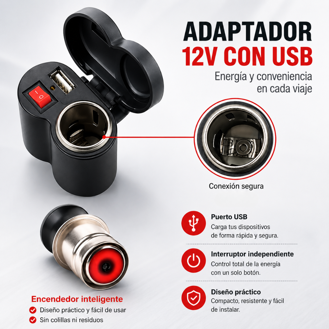 CARGADOR USB Y ENCENDEDOR PARA MOTO – Carga, conecta y conduce con más comodidad bajo cualquier clima