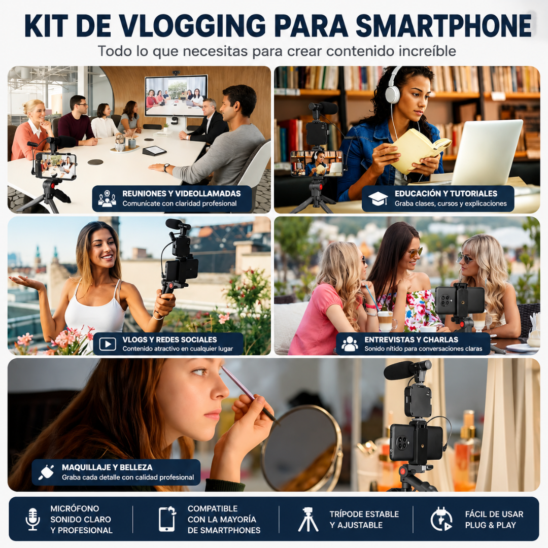 KIT CREACIÓN DE CONTENIDO – Producciones más profesionales, mejor imagen y audio en cualquier lugar