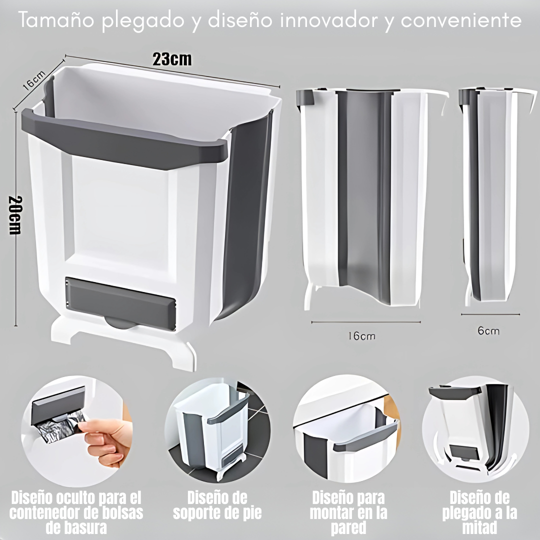BASURERA PLEGABLE DISPENSA BOLSAS – Ahorra espacio y ten siempre bolsas a mano