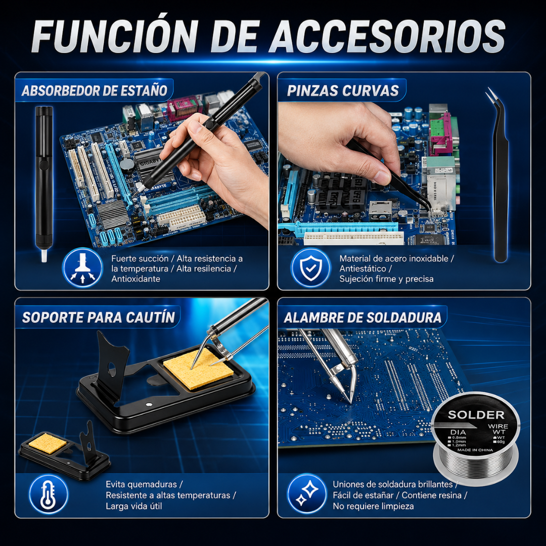 PISTOLA DE SOLDAR – Repara circuitos, cables y piezas pequeñas con precisión técnica