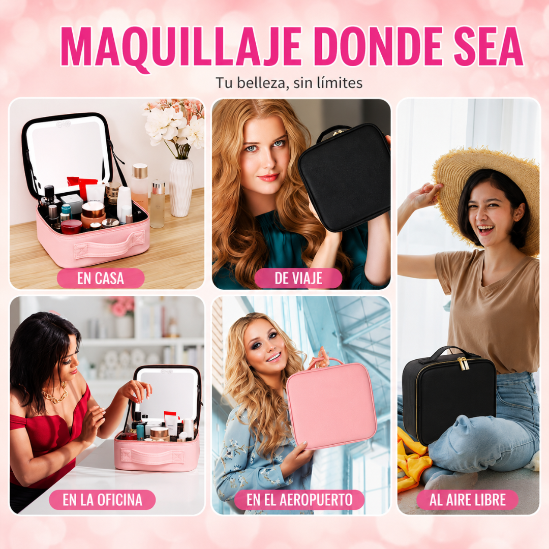 NECESER DE MAQUILLAJE CON LED – Organización portátil iluminada