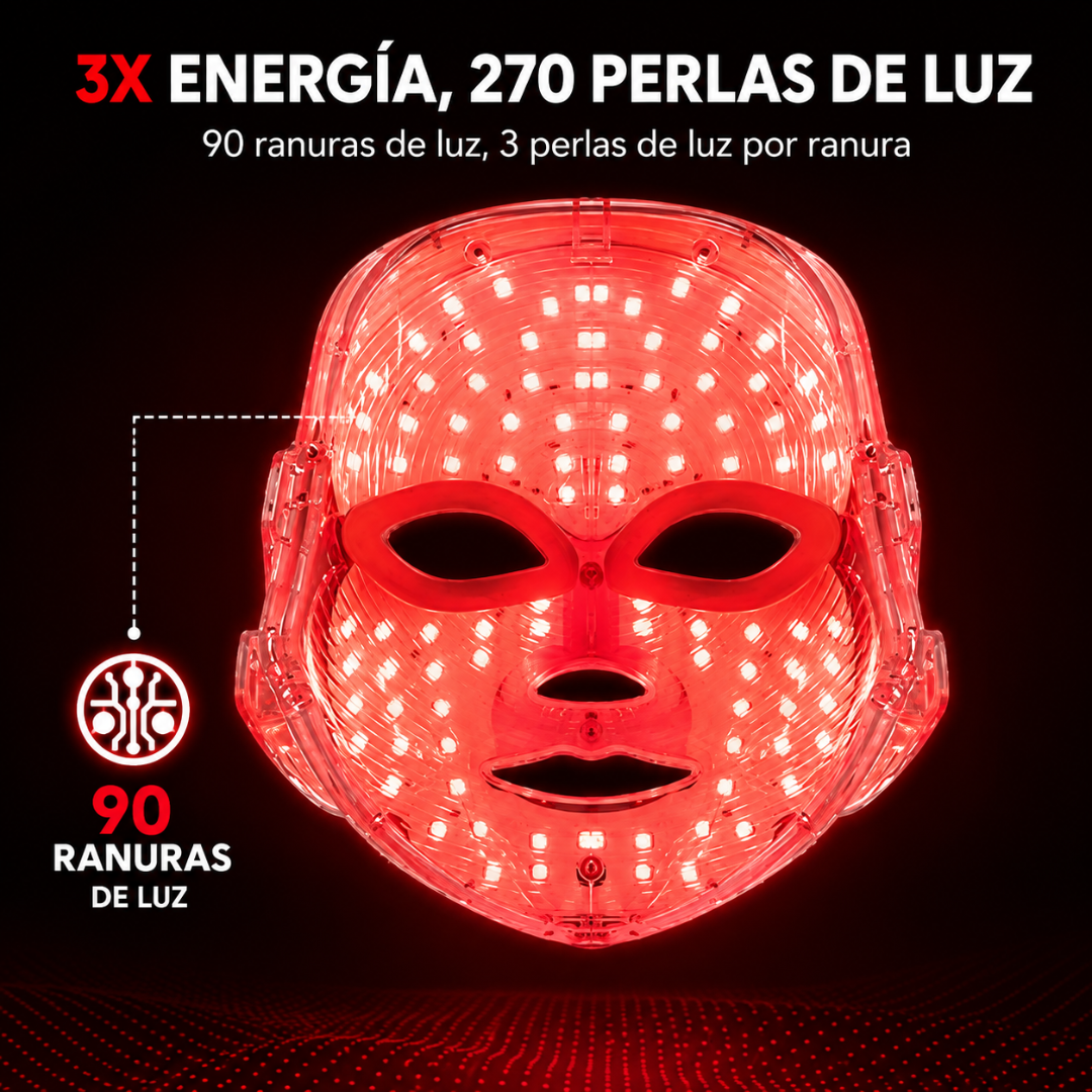 MÁSCARA DE TRATAMIENTO FACIAL LED - Rejuvenece tu piel con luz terapéutica y cuidado facial en casa