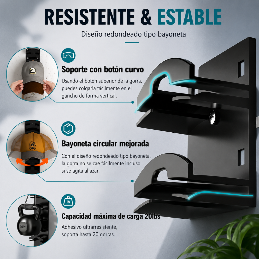 ESTANTE PARA GORRAS – Orden visible y sin desorden