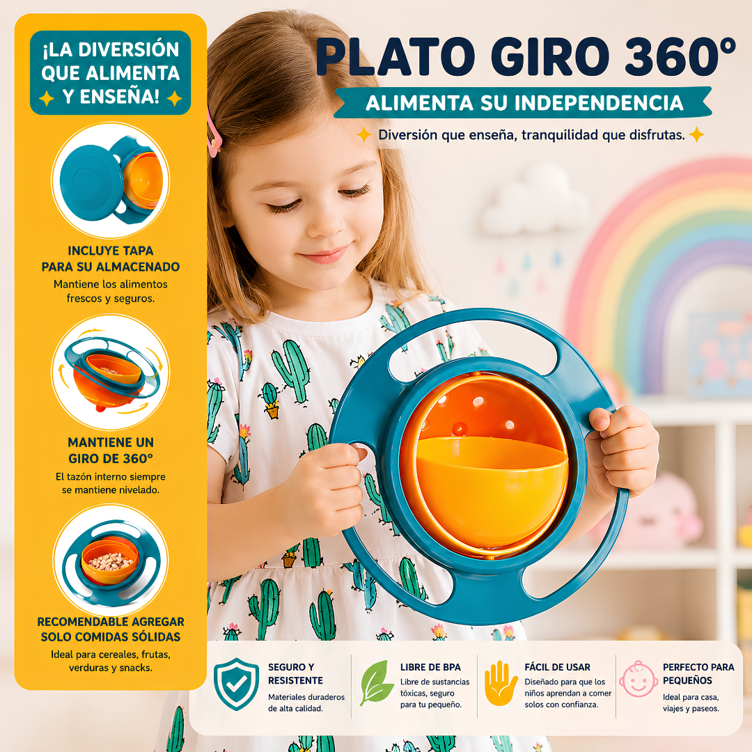 PLATO GIRATORIO 360 – Menos derrames, más independencia al comer