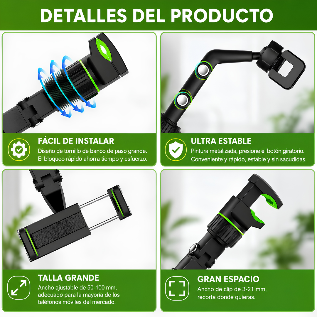 SOPORTE PARA CELULAR RETROVISOR – Manejo visible y seguro