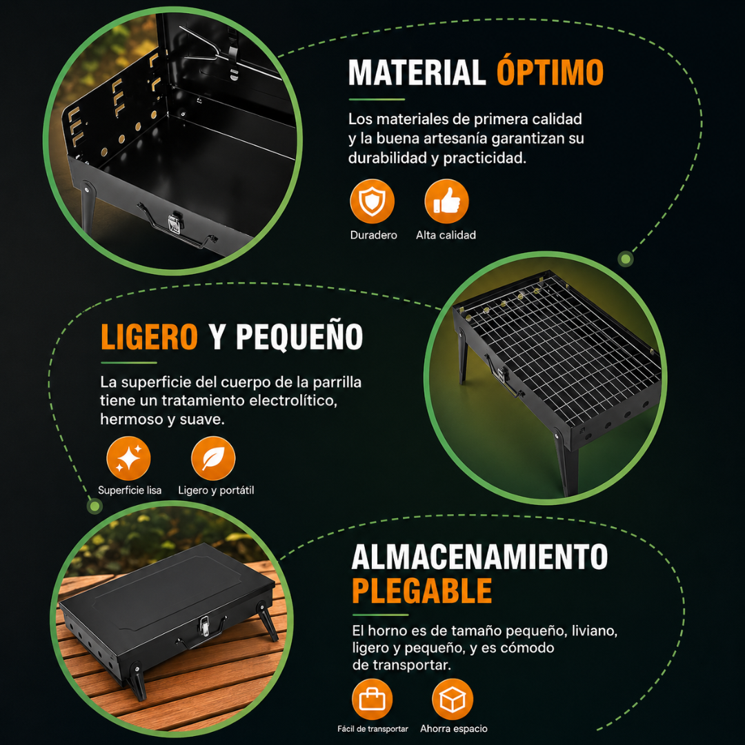 PARRILLA PORTÁTIL – Gran capacidad, fácil transporte