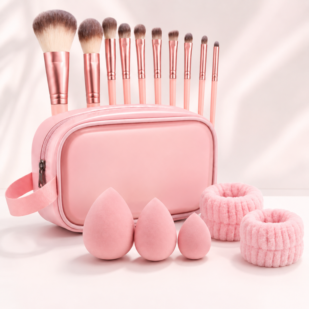 KIT DE MAQUILLAJE DE VIAJE 15 PIEZAS — Viajar ligera sin dejar de verte increíble