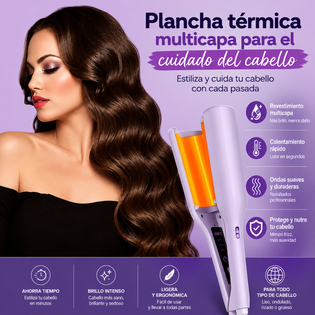 RIZADOR DE CABELLO ONDULADO – Ondas definidas y naturales en minutos, sin complicarte