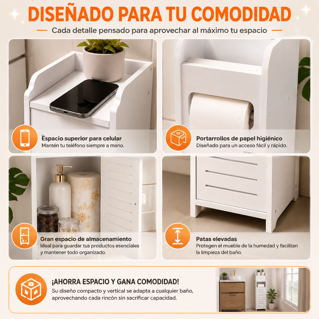 ORGANIZADOR DE BAÑO DE 1 PUERTA – Orden compacto y elegante para tu espacio