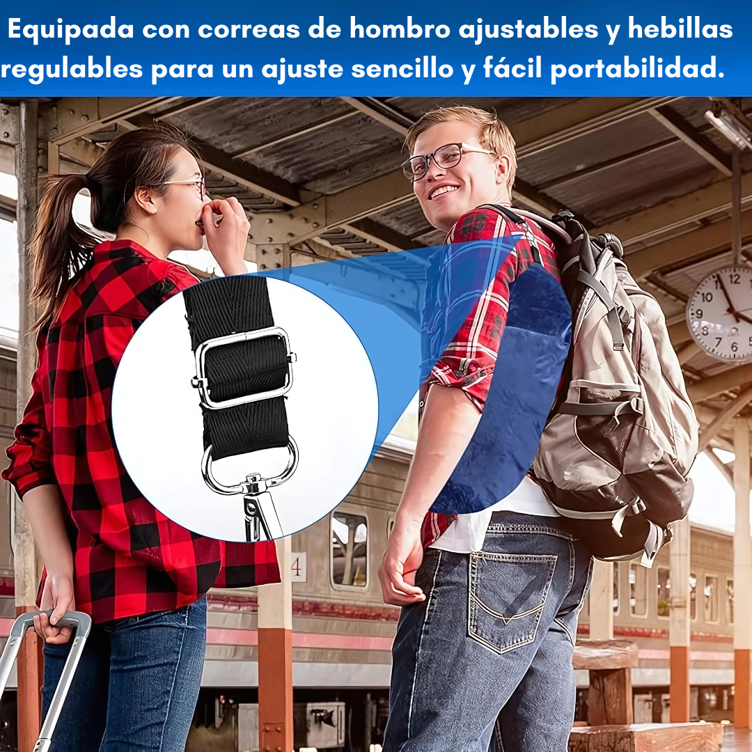 CUELLERA RELLENABLE AZUL PARA VIAJE – Comodidad personalizada en cada trayecto