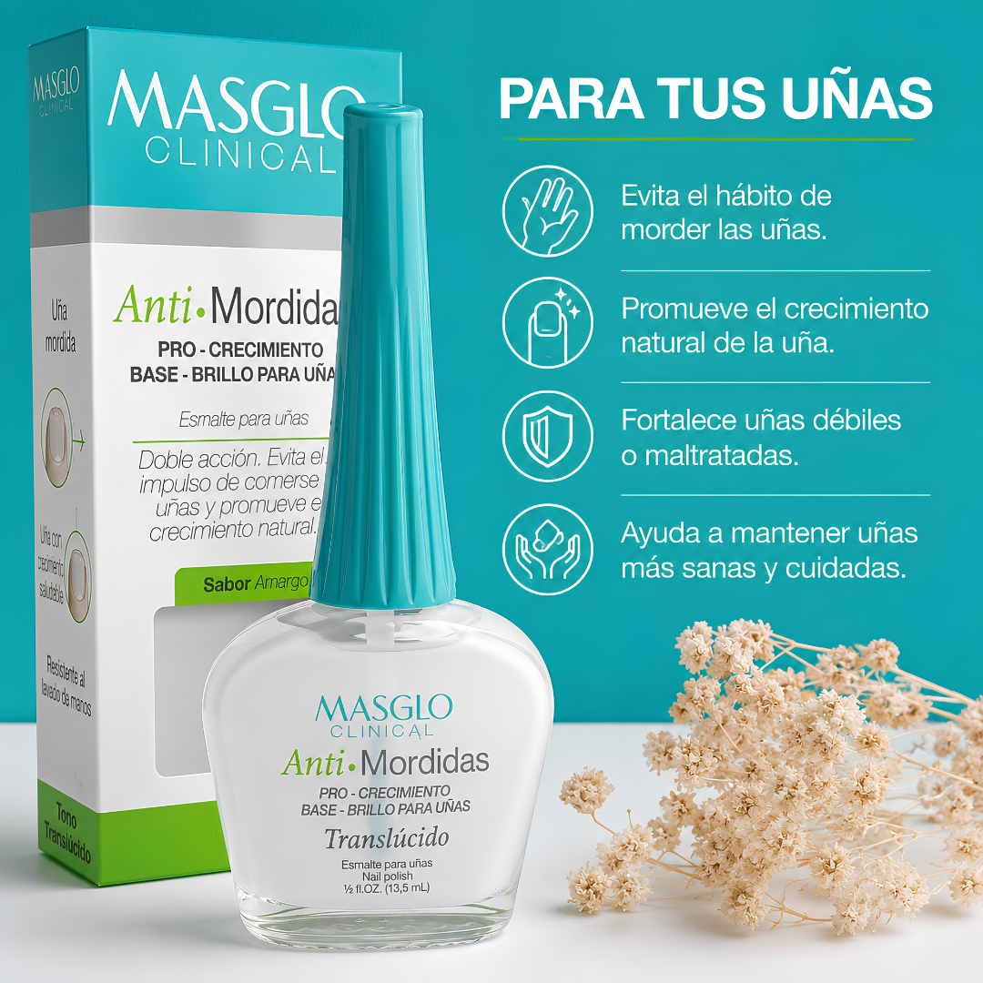 BASE MASGLO ANTI MORDIDAS — Ayuda a dejar el hábito y cuidar tus uñas