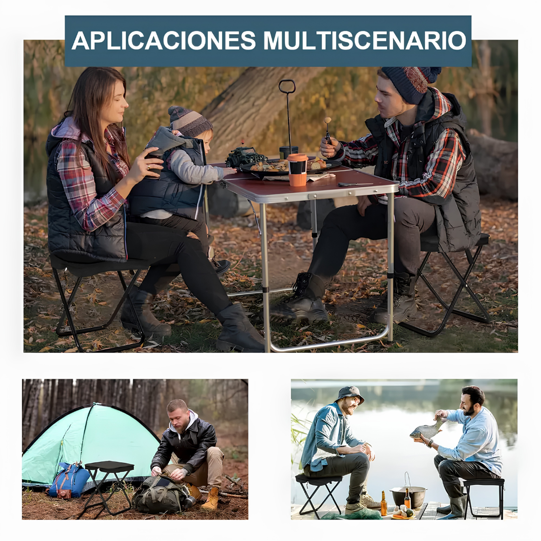 BANCO PLEGABLE — Lo usas una vez y luego lo llevas a todas partes