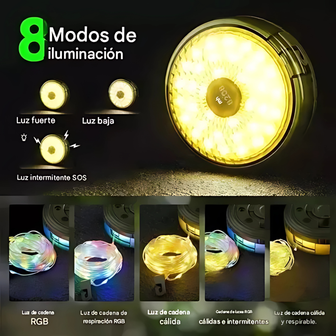 LÁMPARA ENROLLABLE PORTÁTIL – Iluminación potente y compacta para cualquier aventura