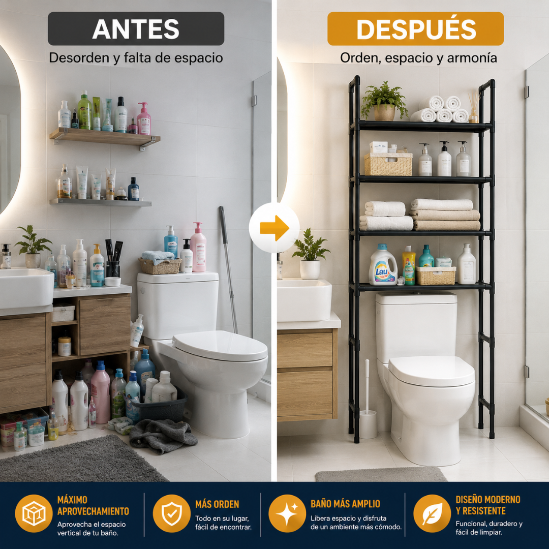 ORGANIZADOR DE BAÑO – Más espacio sobre el inodoro