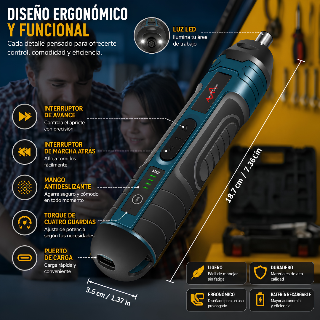 DESTORNILLADOR ELÉCTRICO INALÁMBRICO – Potencia compacta sin cables