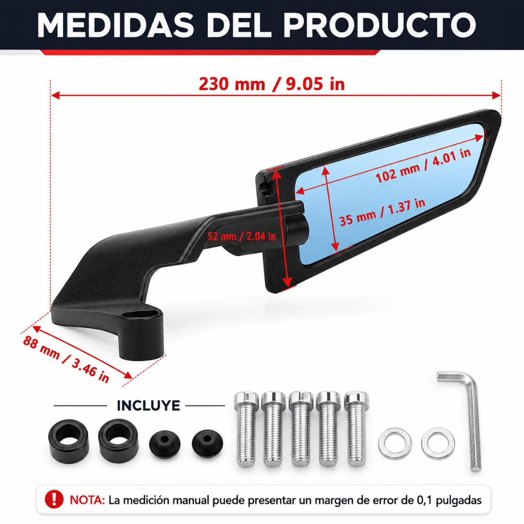 RETROVISORES PARA MOTO — Estilo deportivo y visibilidad total en tu moto