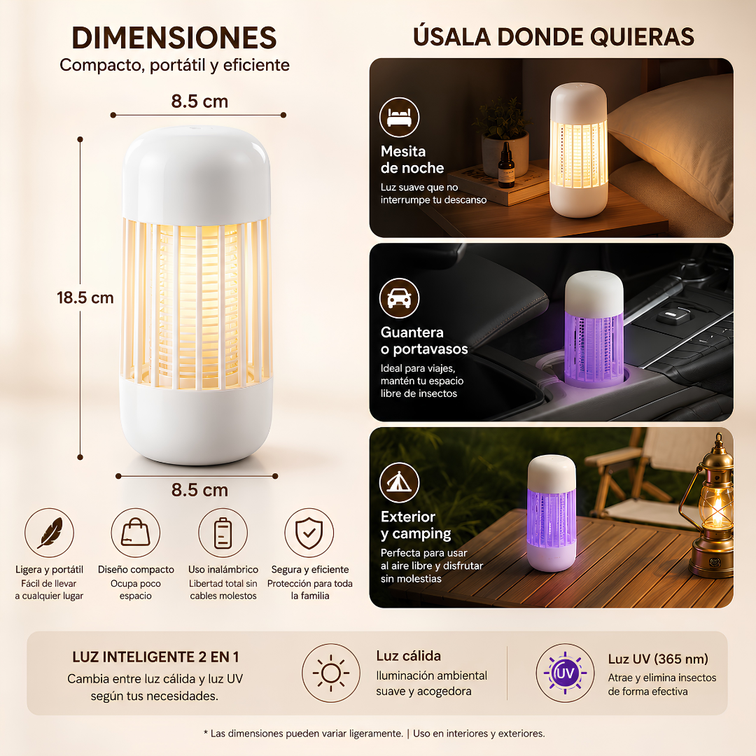LÁMPARA ANTIMOSQUITOS – Protección práctica con luz UV para espacios más cómodos y tranquilos