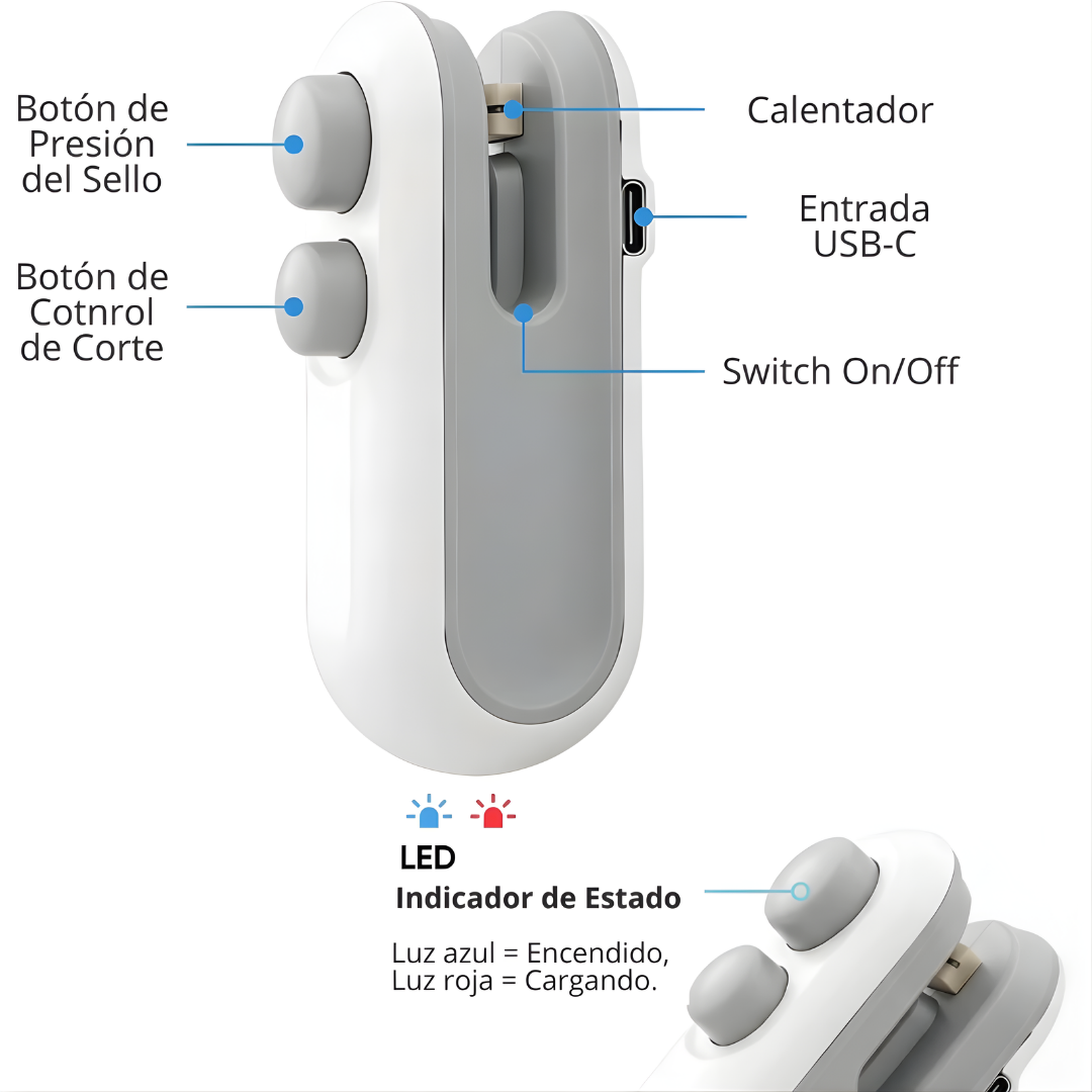 SELLADORA DE BOLSAS (PACK X2) – Conservación práctica, sellado rápido y alimentos frescos por más tiempo