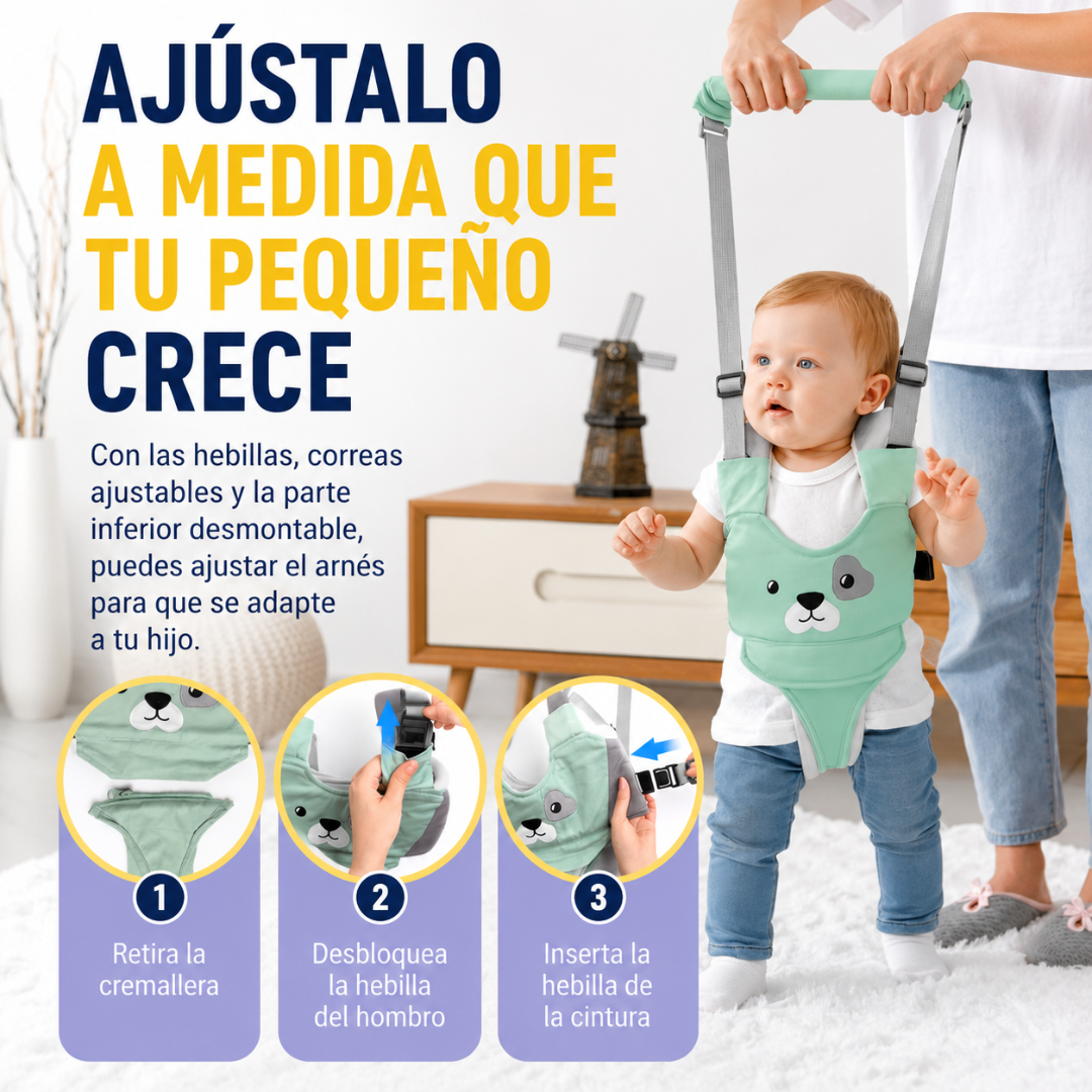 ARNÉS DE SEGURIDAD PARA CAMINAR – Más confianza en sus primeros pasos, sin interferir en su aprendizaje