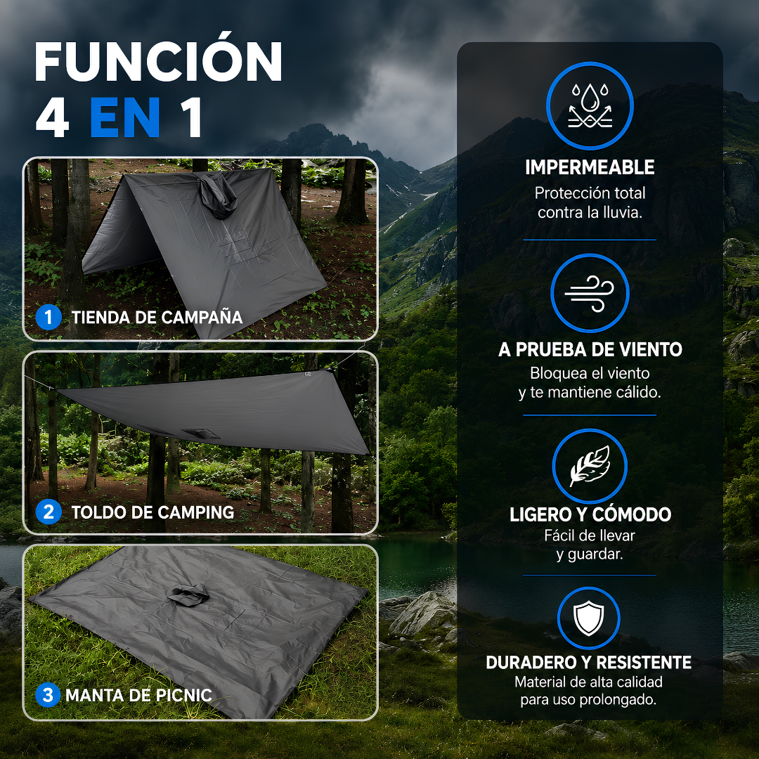 PONCHO IMPERMEABLE REFLECTANTE – Protección total bajo la lluvia, con máxima visibilidad