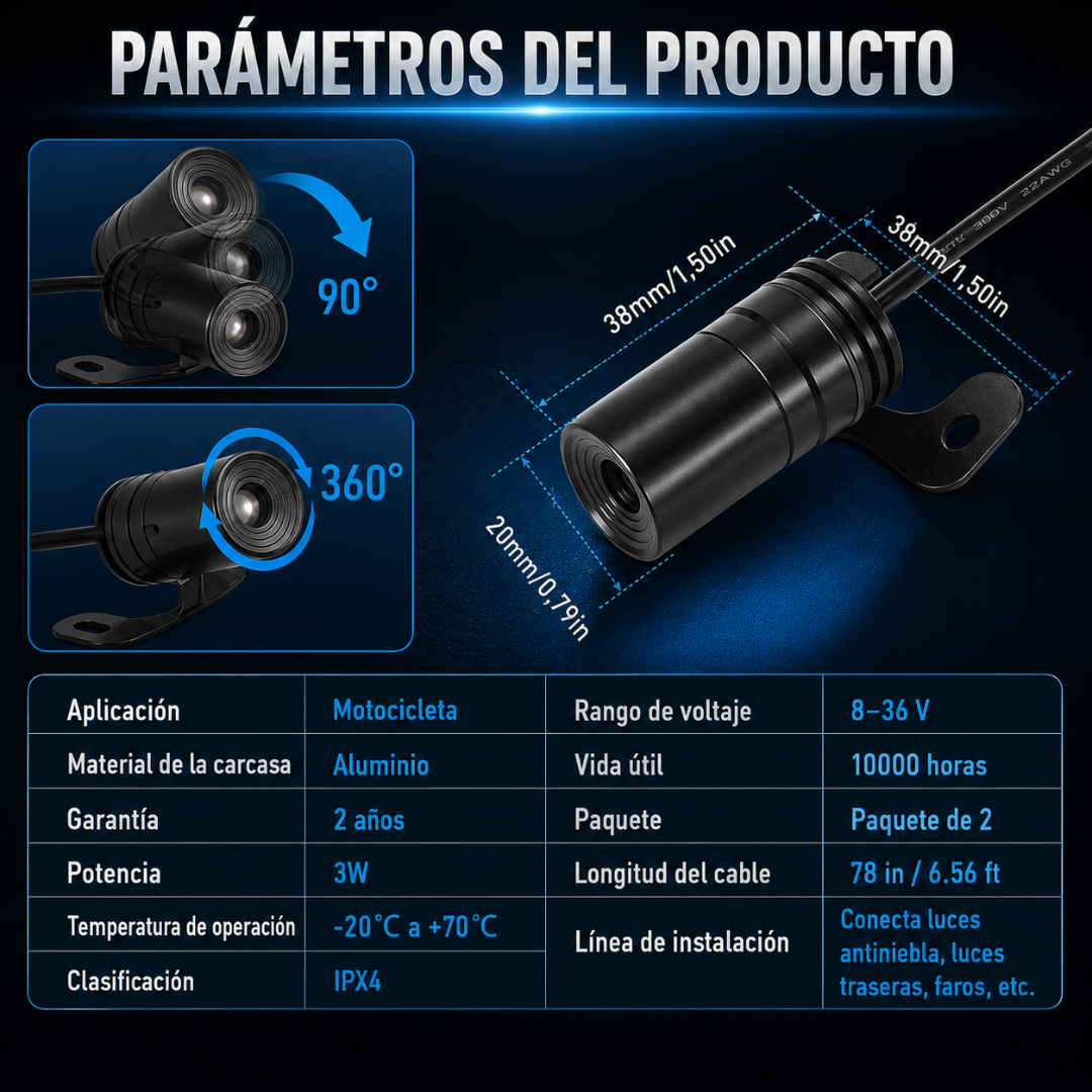 PROYECTOR DE ALAS MOTO - Lujo visual sobre ruedas