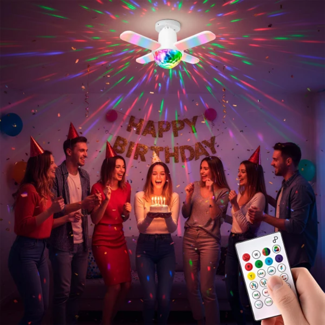 FOCO LED CON PARLANTE — Iluminación potente y música en un solo clic
