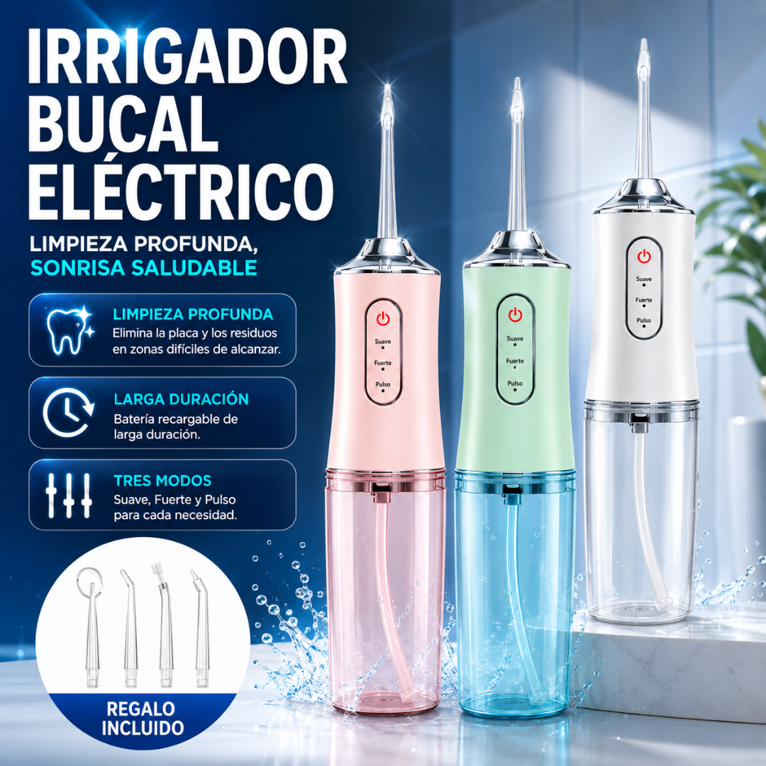 IRRIGADOR BUCAL GRANDE – Limpieza profunda para cuidar dientes y encías todos los días