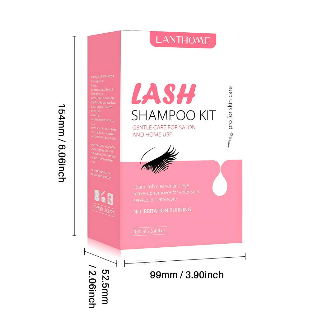 Kit de Lash Shampoo para Pestañas Kiss 60 ml – Caja Rosada con Blanco