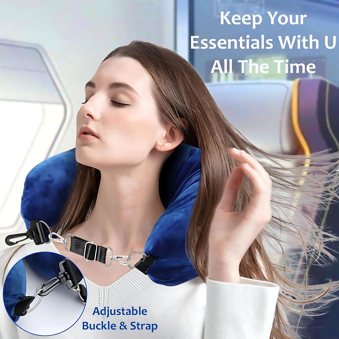 CUELLERA RELLENABLE AZUL PARA VIAJE – Comodidad personalizada en cada trayecto