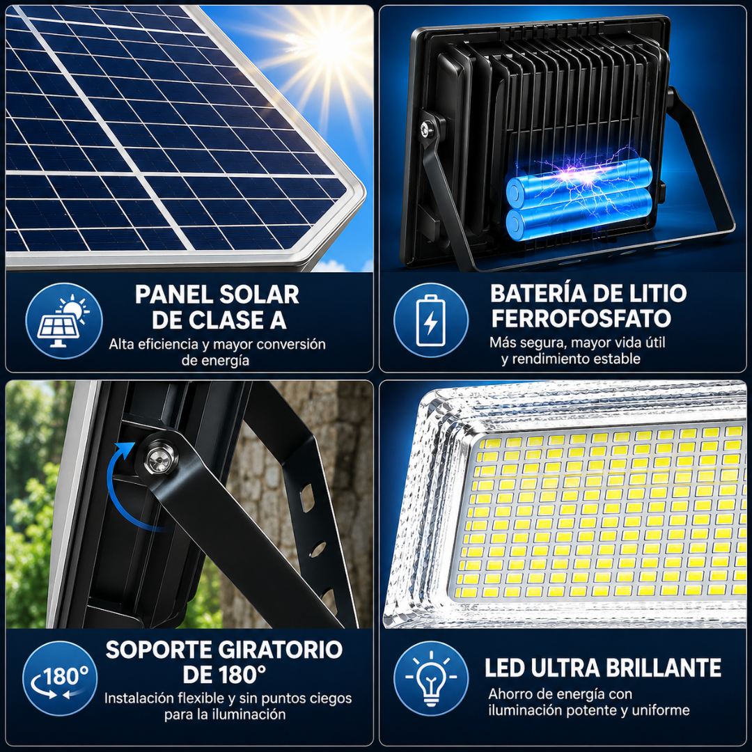 REFLECTOR SOLAR – Iluminación potente, instalación sencilla y seguridad sin cables