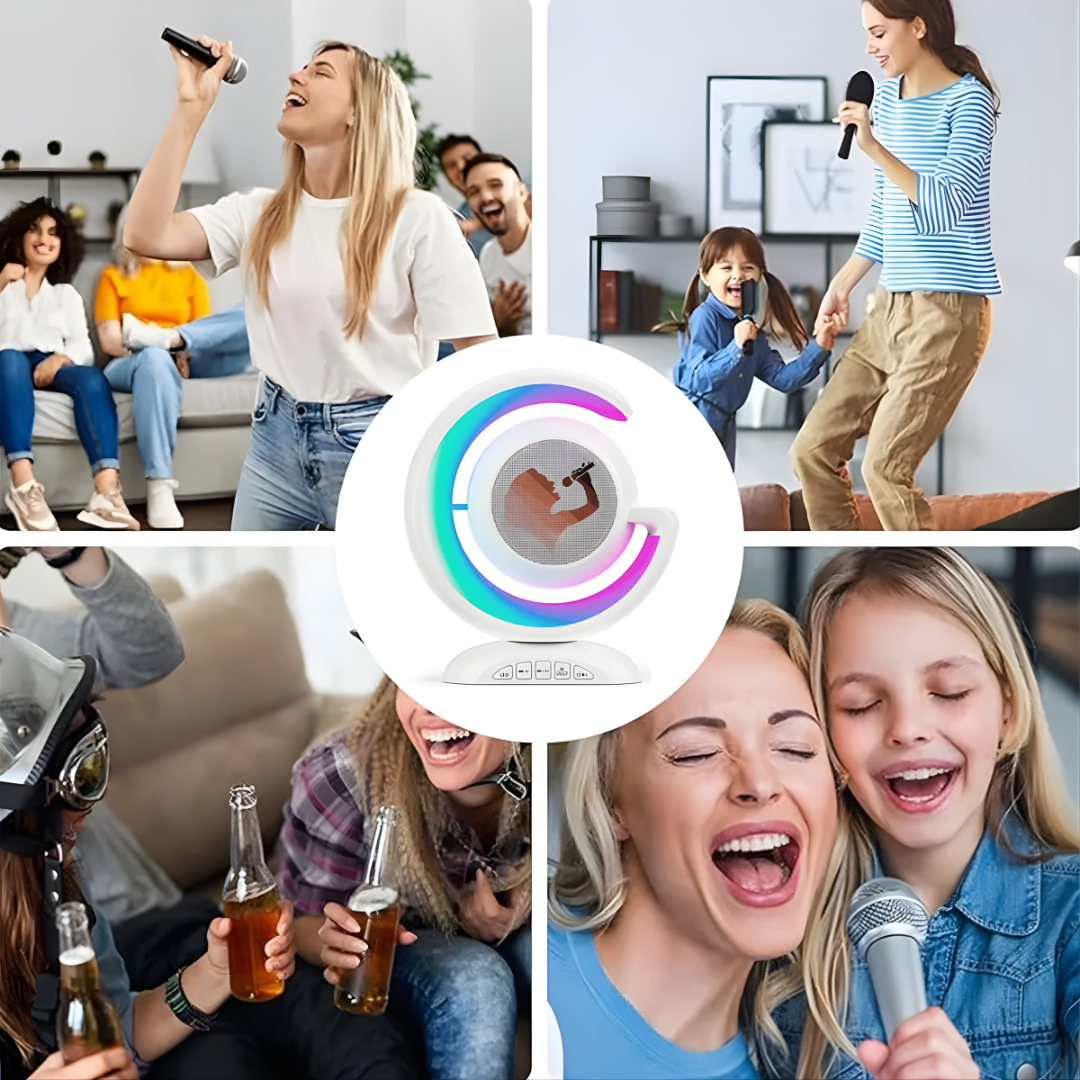 KARAOKE PORTÁTIL CON LUCES LED – Diversión en casa, sonido envolvente y shows que iluminan cada momento